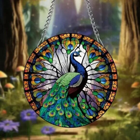 Vibrant Peacock Window Hanging Acrylic Suncatcher - Picture 13 of 14